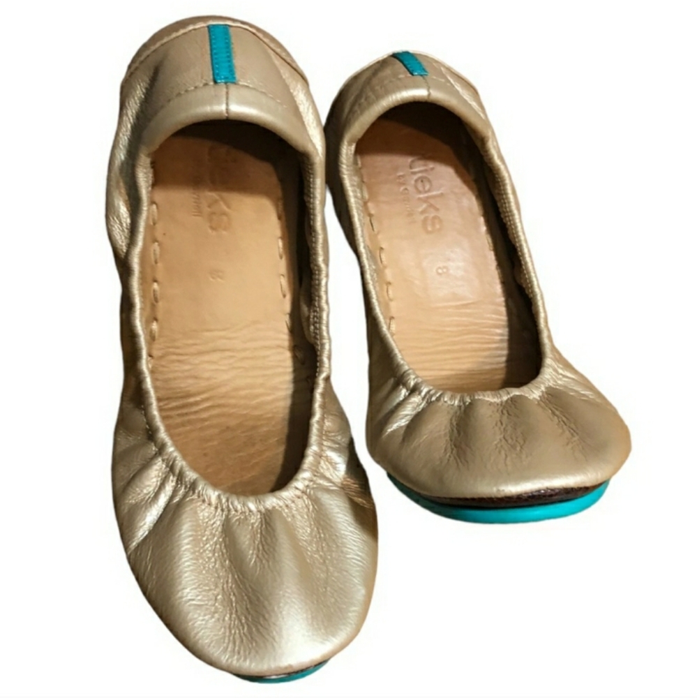 TIEKS Champagne Foldable Ballet Flats Size 8.EUC!